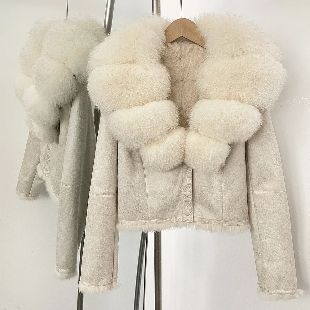 Street Fashion Store - OFTBUY Mantel Kerah Bulu Rubah Alami