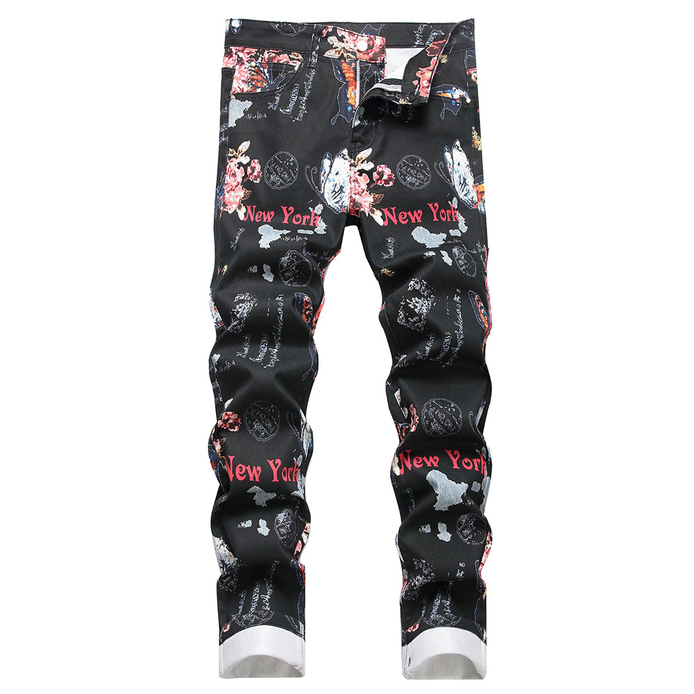 High Street Fashion New York - Celana Jeans Pria Motif Digital Cetak