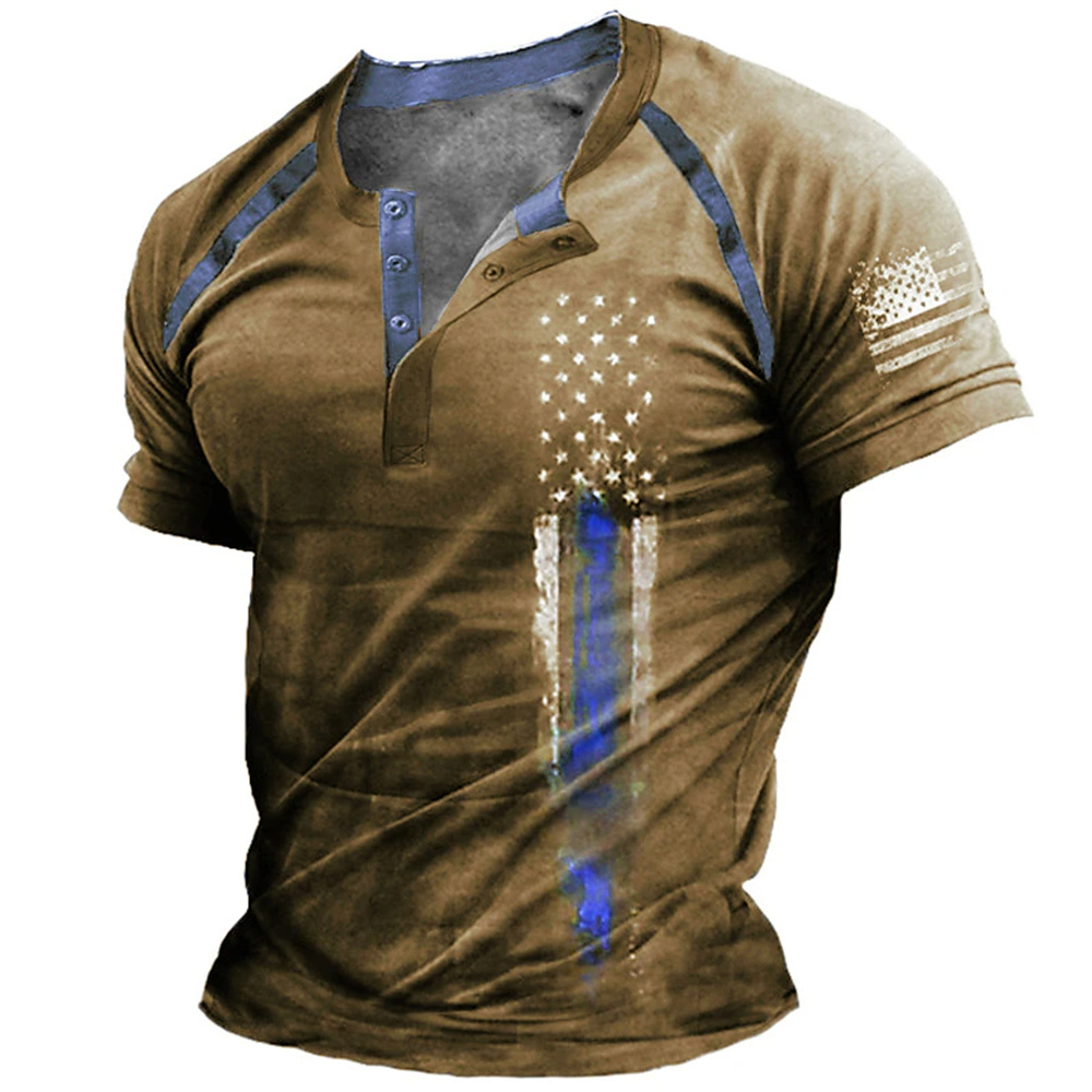 Street Fashion Male - Kaos Henry Pria Motif Bendera Amerika
