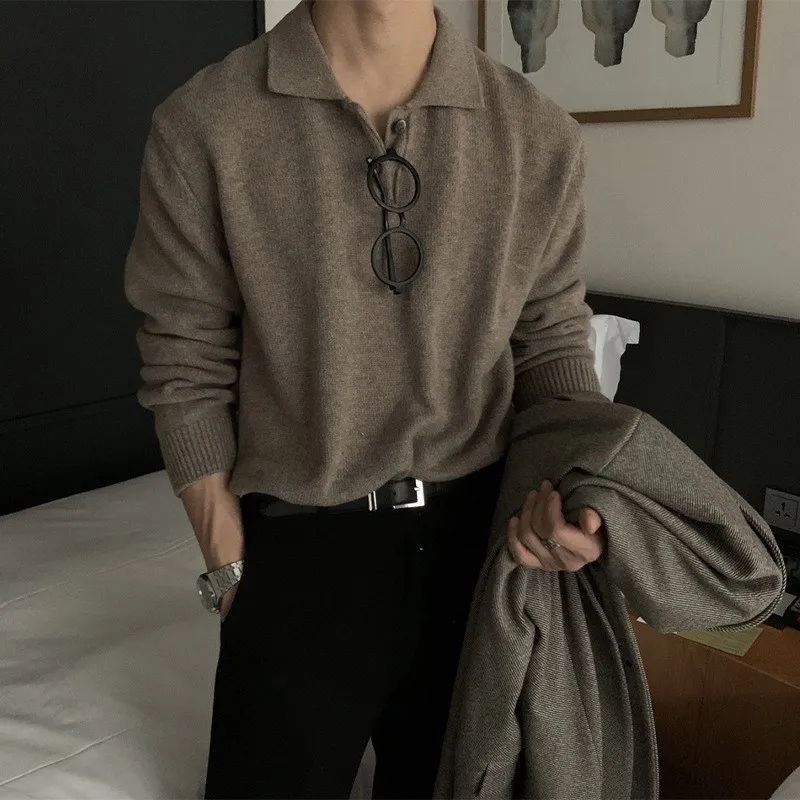 Italy Fashion Street - Sweter Kerah Polo Pria Baru, Ramah