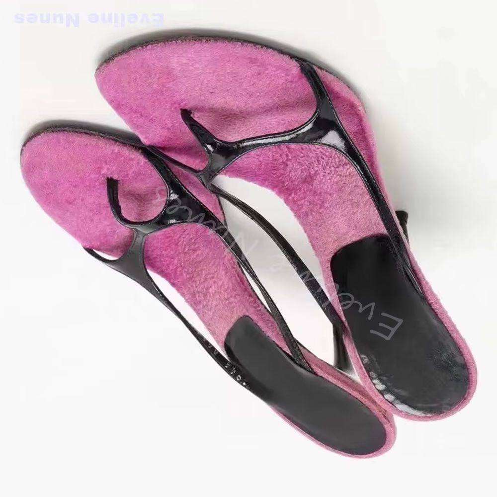 Street Fashion Online - Sandal Jepit Wanita Y2K Berlapis Bulu