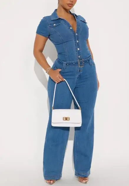Jumpsuit Denim Fashion Seksi W - Italy Fashion Street ulasan dan harga