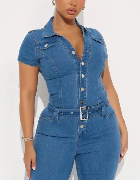 Jumpsuit Denim Fashion Seksi W - Italy Fashion Street ulasan dan harga