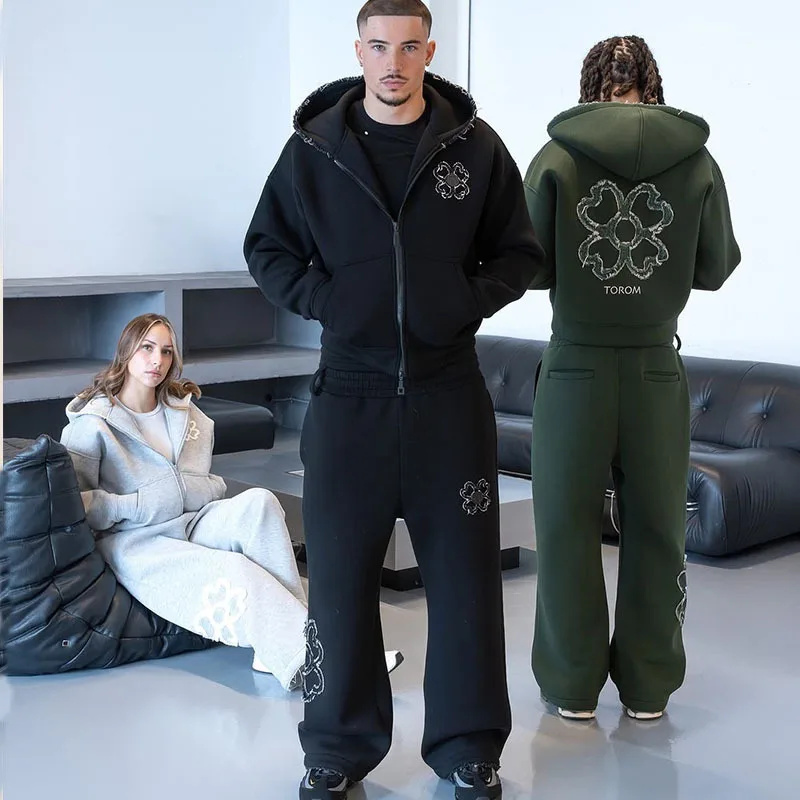 Setelan Hoodie Zip Up Oversize - Street Fashion Male ulasan dan harga
