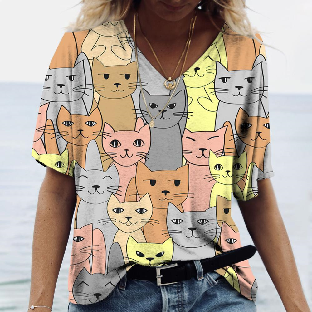 Kaos Wanita V-neck Fashion, Ga - Fashion Street Cat ulasan dan harga