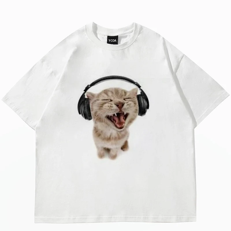 Kaus Lengan Pendek Motif Kucin - Fashion Street Cat ulasan dan harga