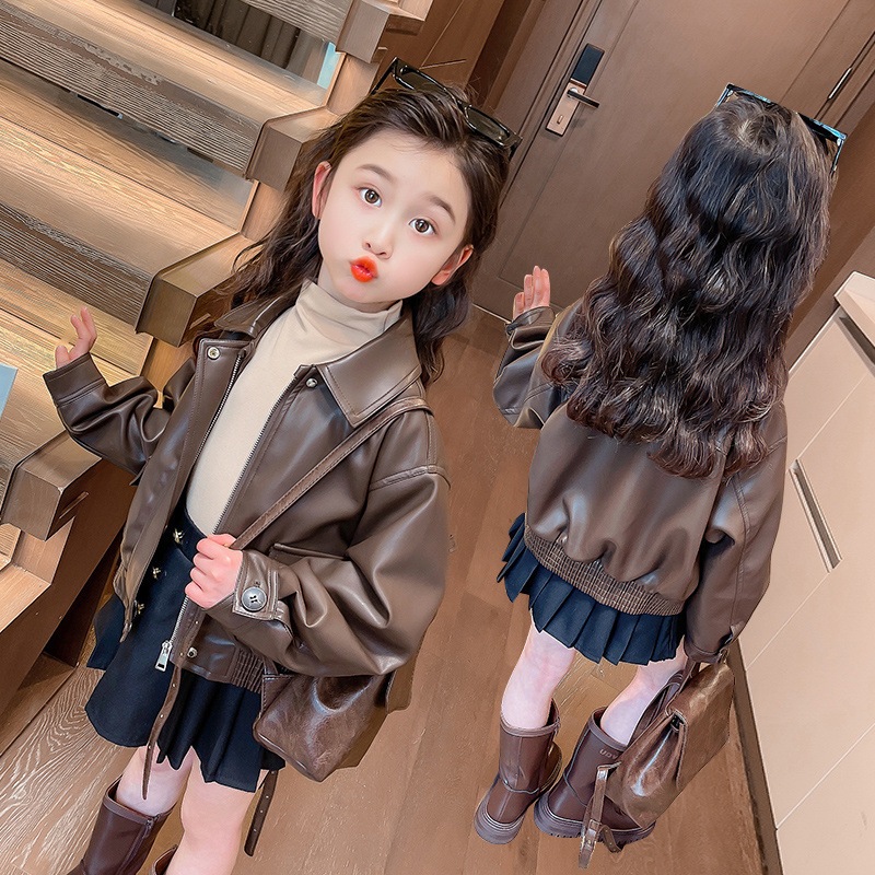 Mantel Kulit PU Pendek Berkera - Street Fashion Kids ulasan dan harga
