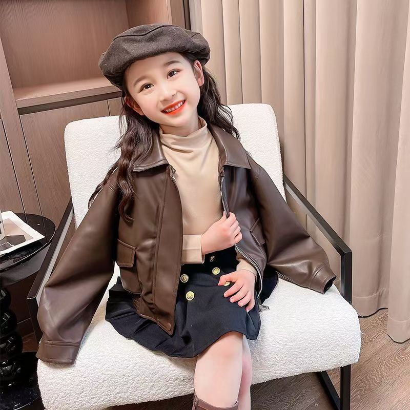Mantel Kulit PU Pendek Berkera - Street Fashion Kids ulasan dan harga