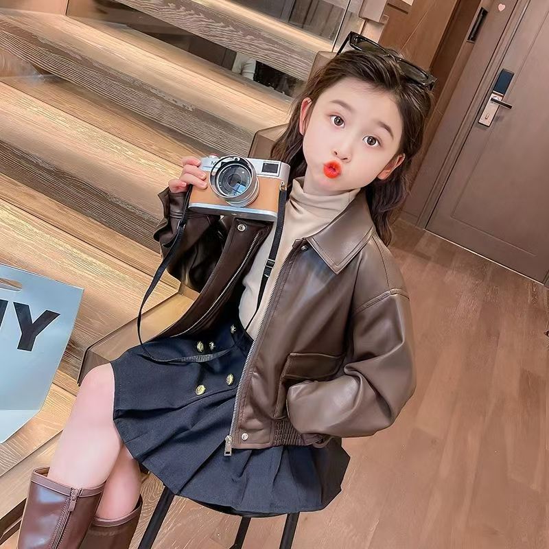 Mantel Kulit PU Pendek Berkera - Street Fashion Kids ulasan dan harga