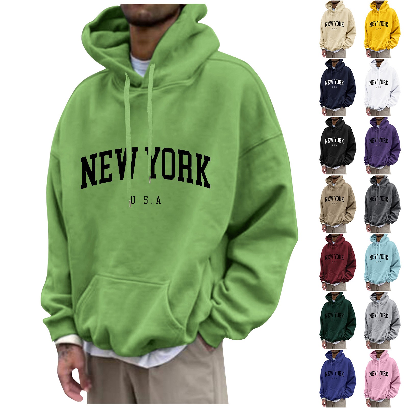 New York hoodie pria, baju ola - High Street Fashion New York ulasan dan harga