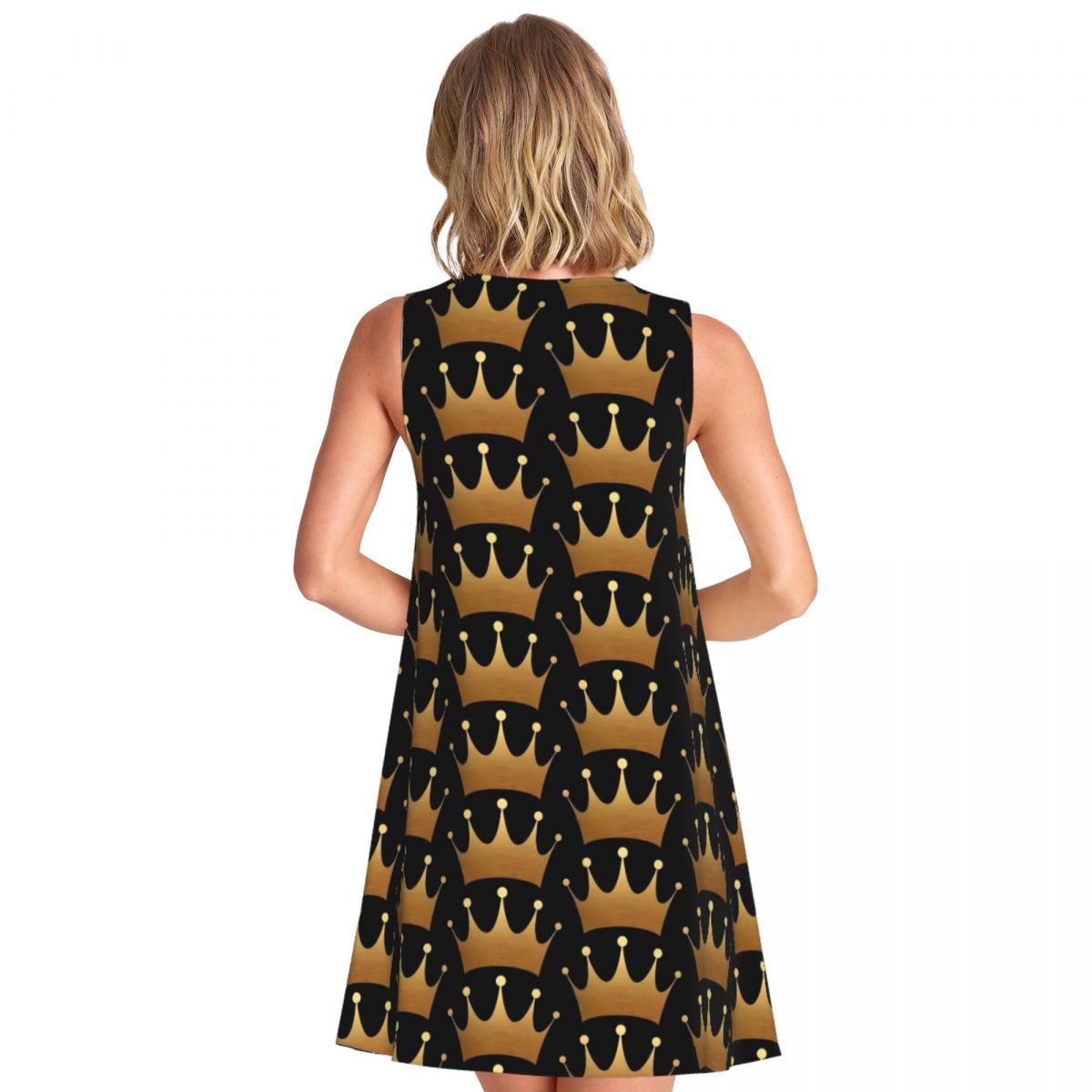 Gaun Cetak Motif Ratu Mahkota  - Queen Street Fashion ulasan dan harga