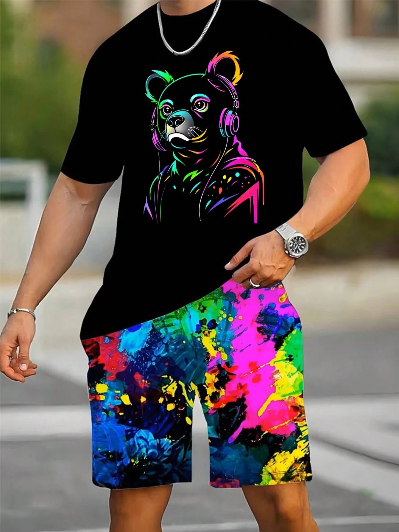 Setelan Kaos Pendek dan Celana - Street Fashion Male ulasan dan harga