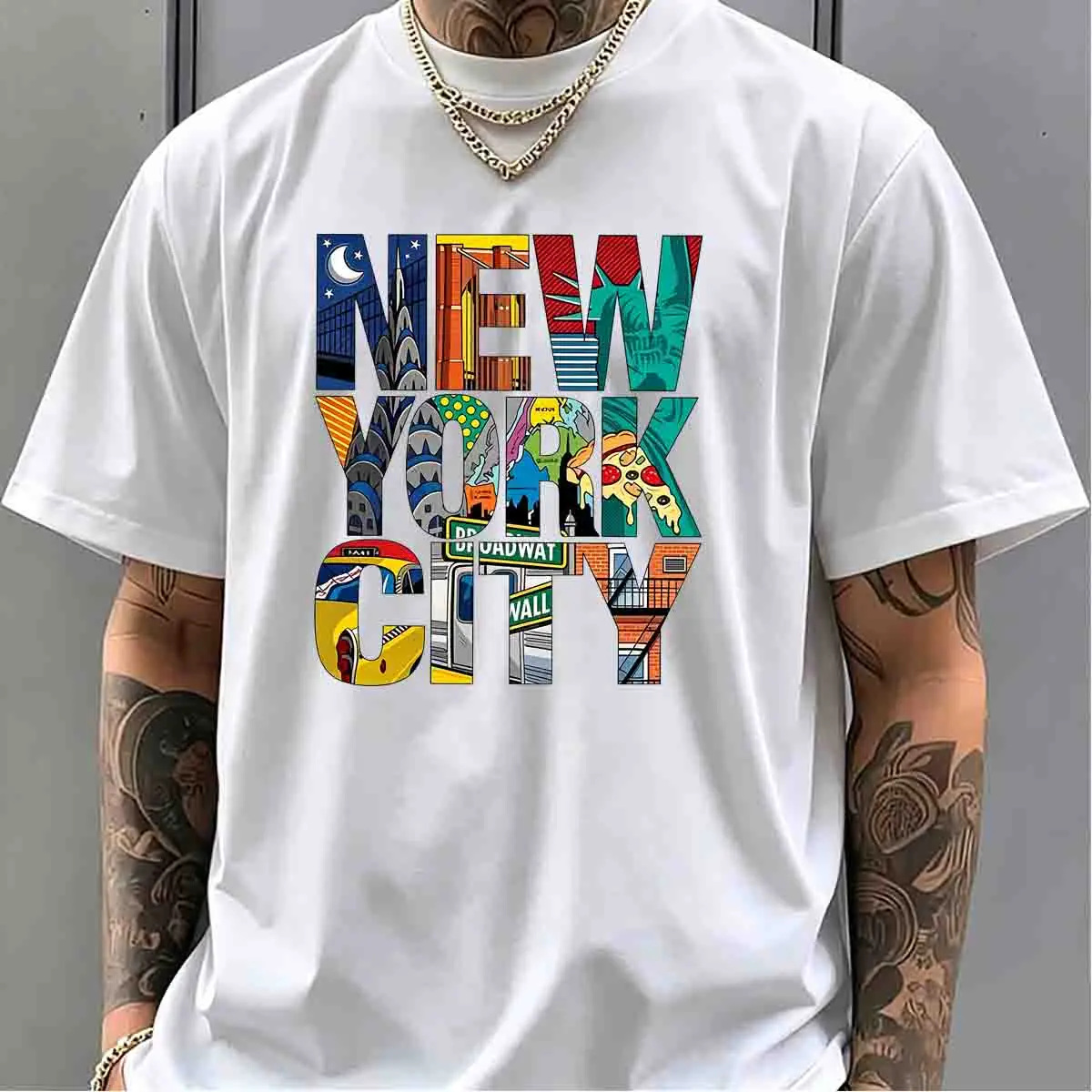 Pakaian Pria Kaus Bermotif Kot - High Street Fashion New York ulasan dan harga