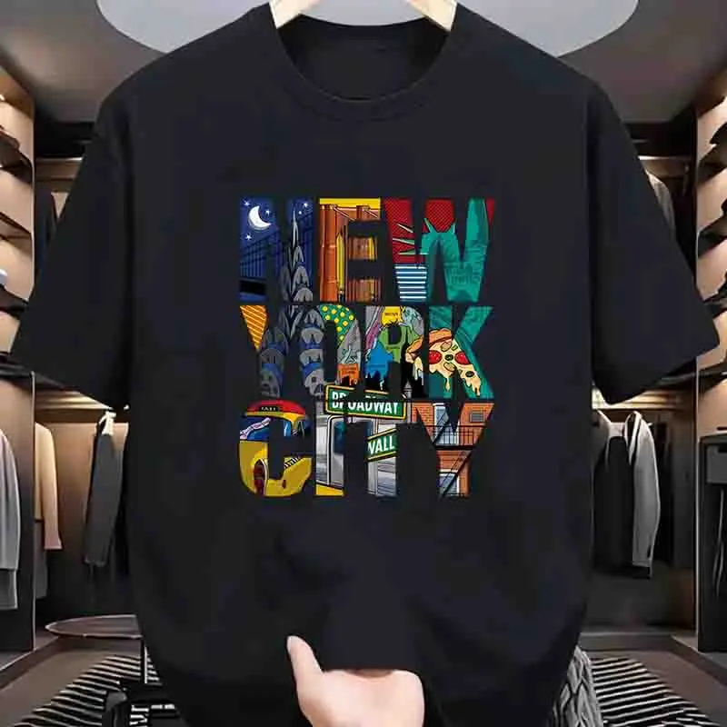 Pakaian Pria Kaus Bermotif Kot - High Street Fashion New York ulasan dan harga